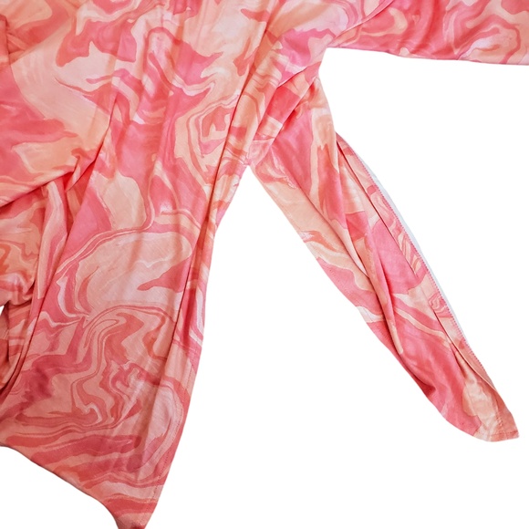 Belle By Kim Gravel Pink Swirl Pattern Short Sleeve V Neck Maxi Dress Small - Picture 10 of 16